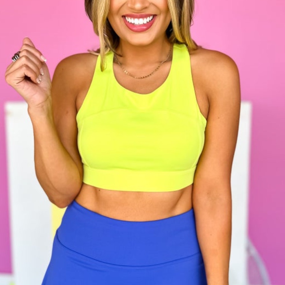 SSYS Lime Solid Racerback Sports Bra